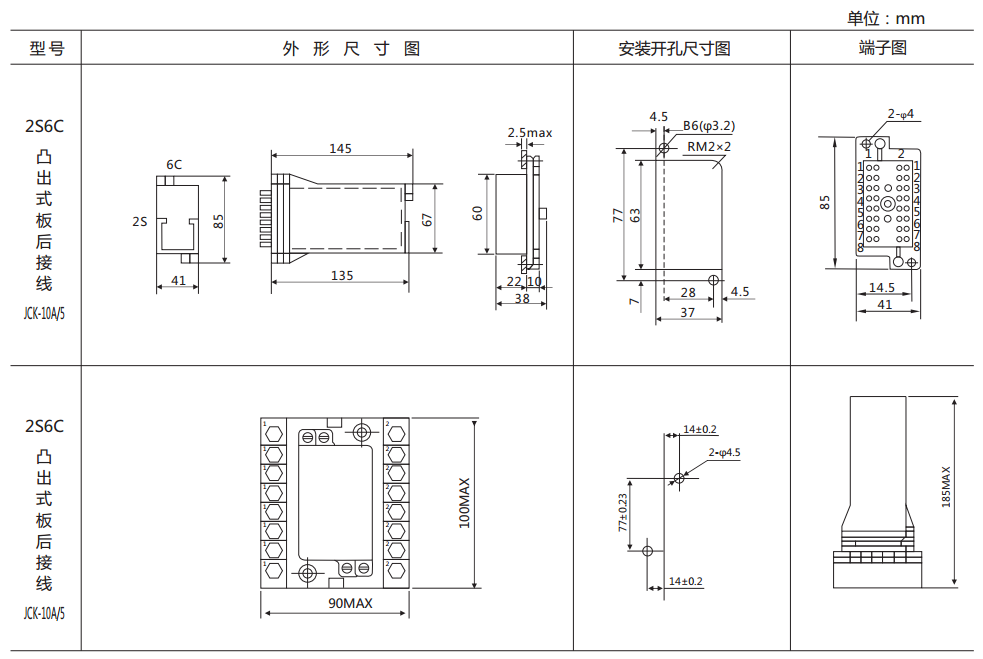 DX-111信號(hào)繼電器外形及開孔尺寸圖 DX-111信號(hào)繼電器外形及開孔尺寸圖